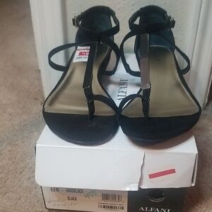 Alfani Black Flat Sandals with Thin Straps